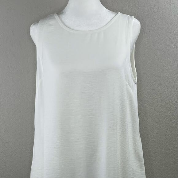 White Semi Sheer Casual Sleeveless Knee-Length Ruffle Mini Shift Dress Large NWT - Picture 4 of 13